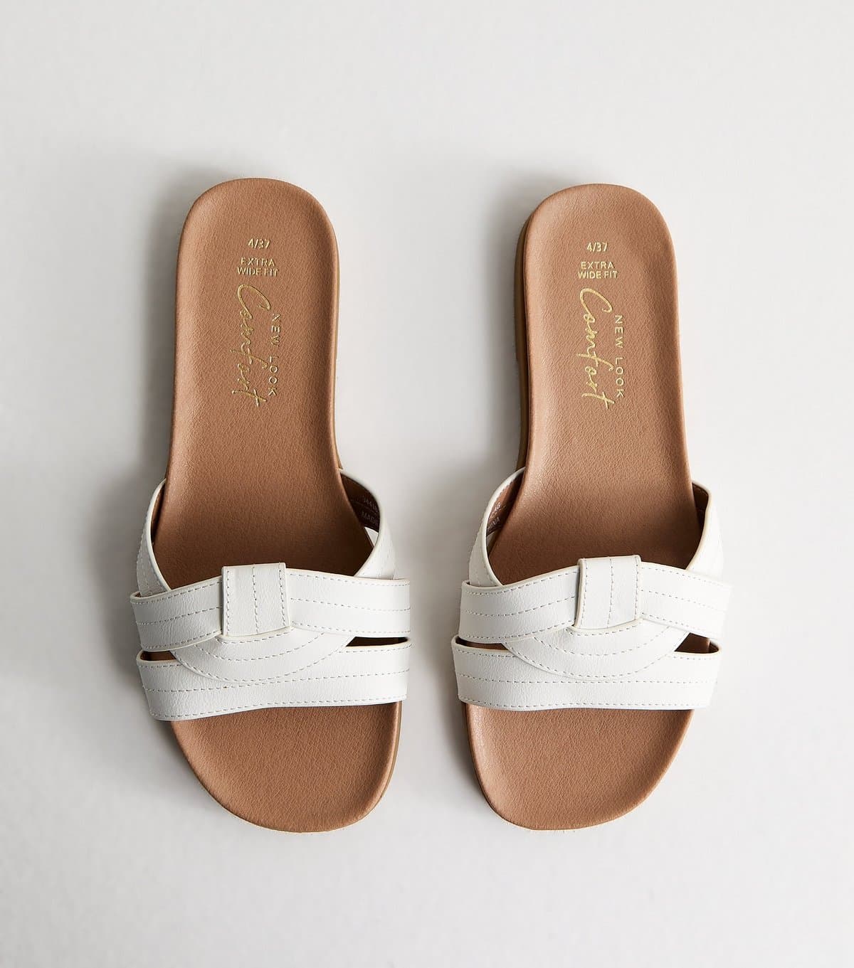 New Look Women's Extra Wide Fit White Interwoven Sandals New Look