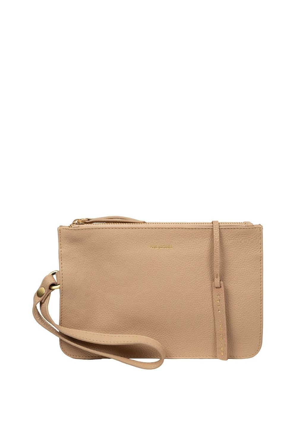 Pure Luxuries London Pure Luxuries London Women's 'Eleanor' Leather Clutch Bag in Natural