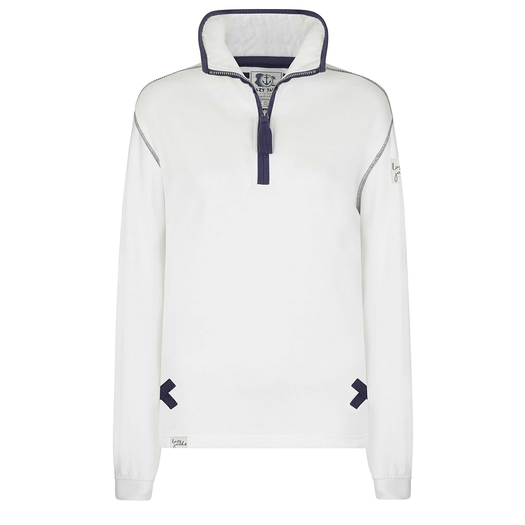 Lazy Jacks Lazy Jacks Women's Quarter Zip Sweatshirt in White - 2