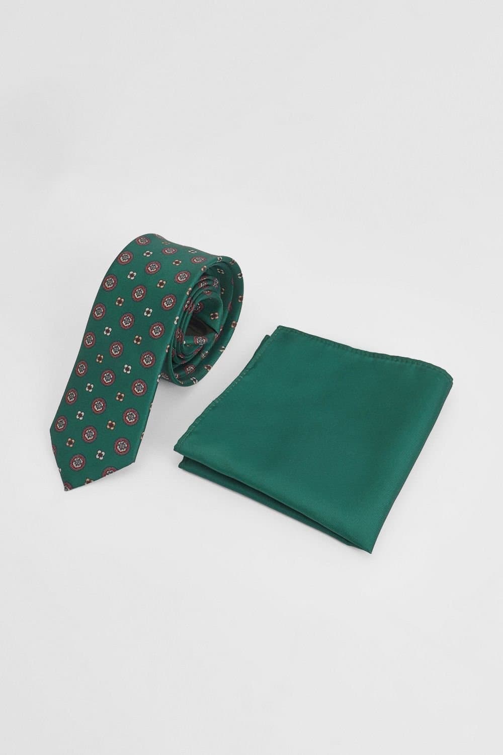 Burton Burton Men's Green Foulard Tie & Pocket Square