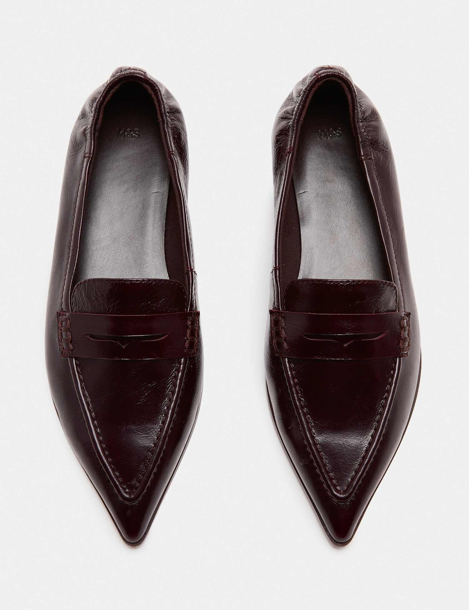 Marks & Spencer M&S Leather Pointed Toe Loafer Wine