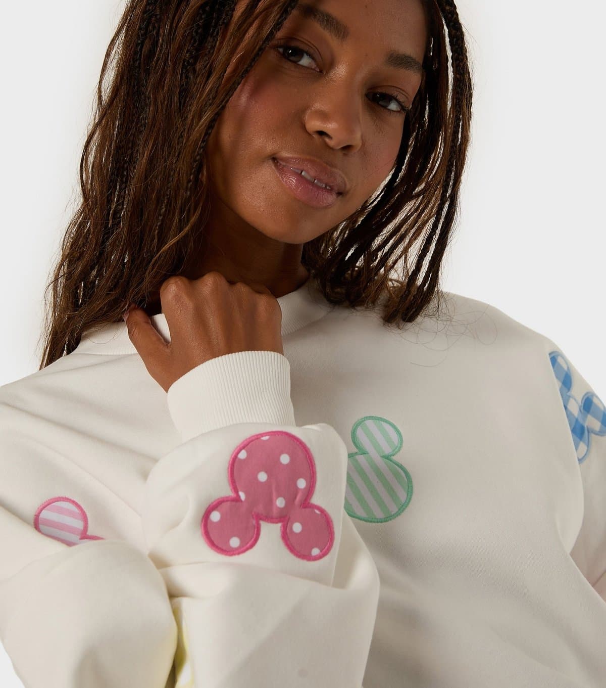 Skinnydip Women's Cream Disney Mickey Mouse Patch Oversized Sweatshirt Skinnydip New Look