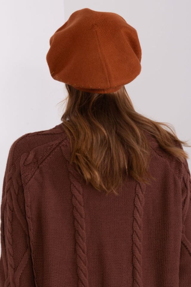 Love Lace Love Lace Women's Classic Wool Beret Hat for Women Trendy Solid Autumn Winter Style in Terracotta - 3