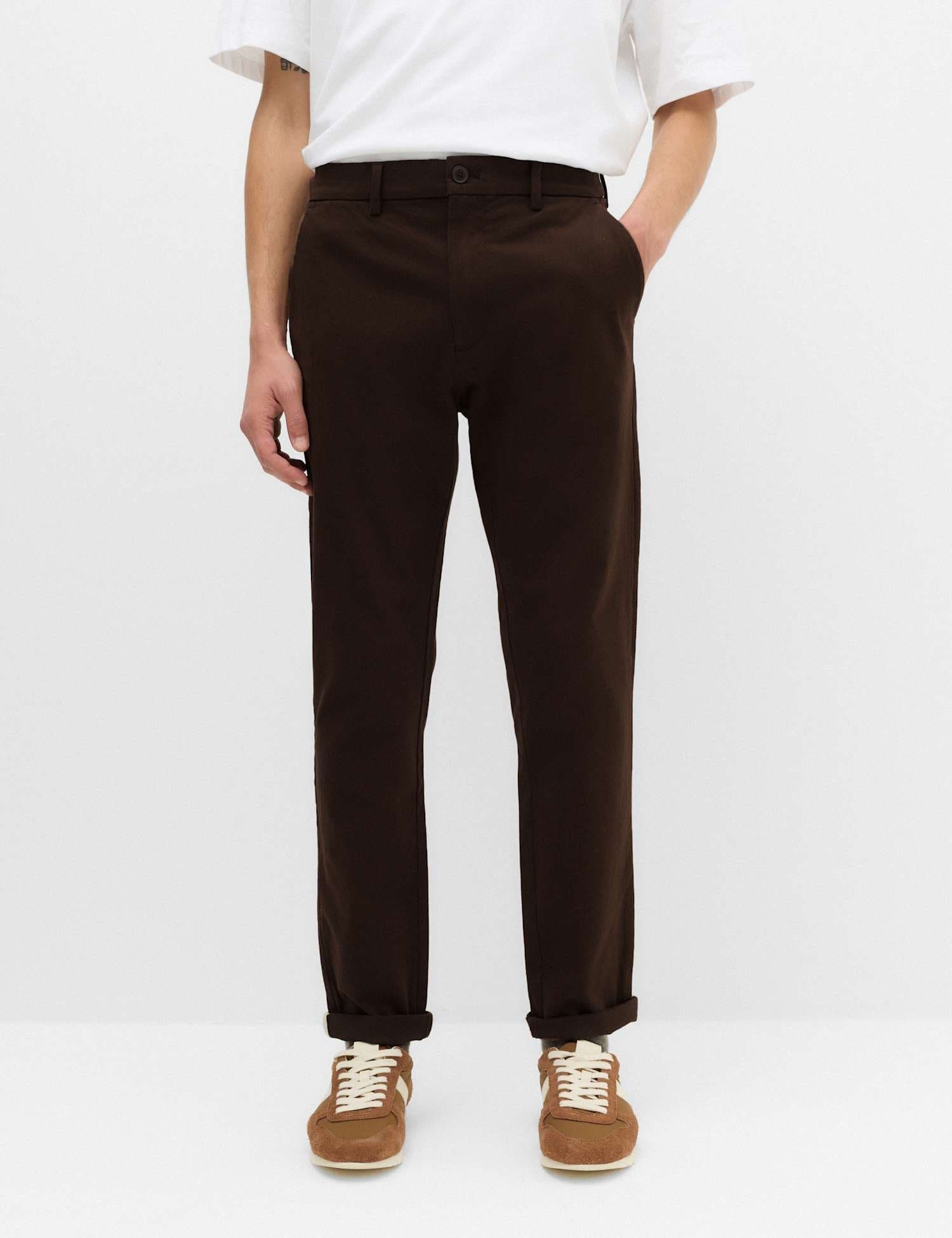 Marks & Spencer M&S The Ultimate Slim Fit Twill Chinos Rich Brown