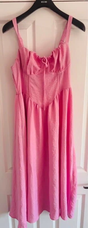 Shein Shein pink cute plunge corset dress holiday party festival 12-14 large same day post