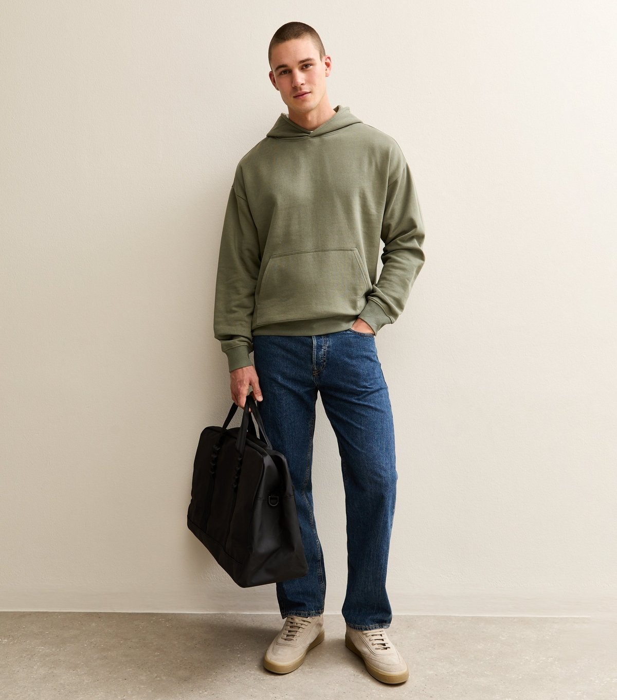 New Look Men's Khaki Oversized Hoodie New Look - 3