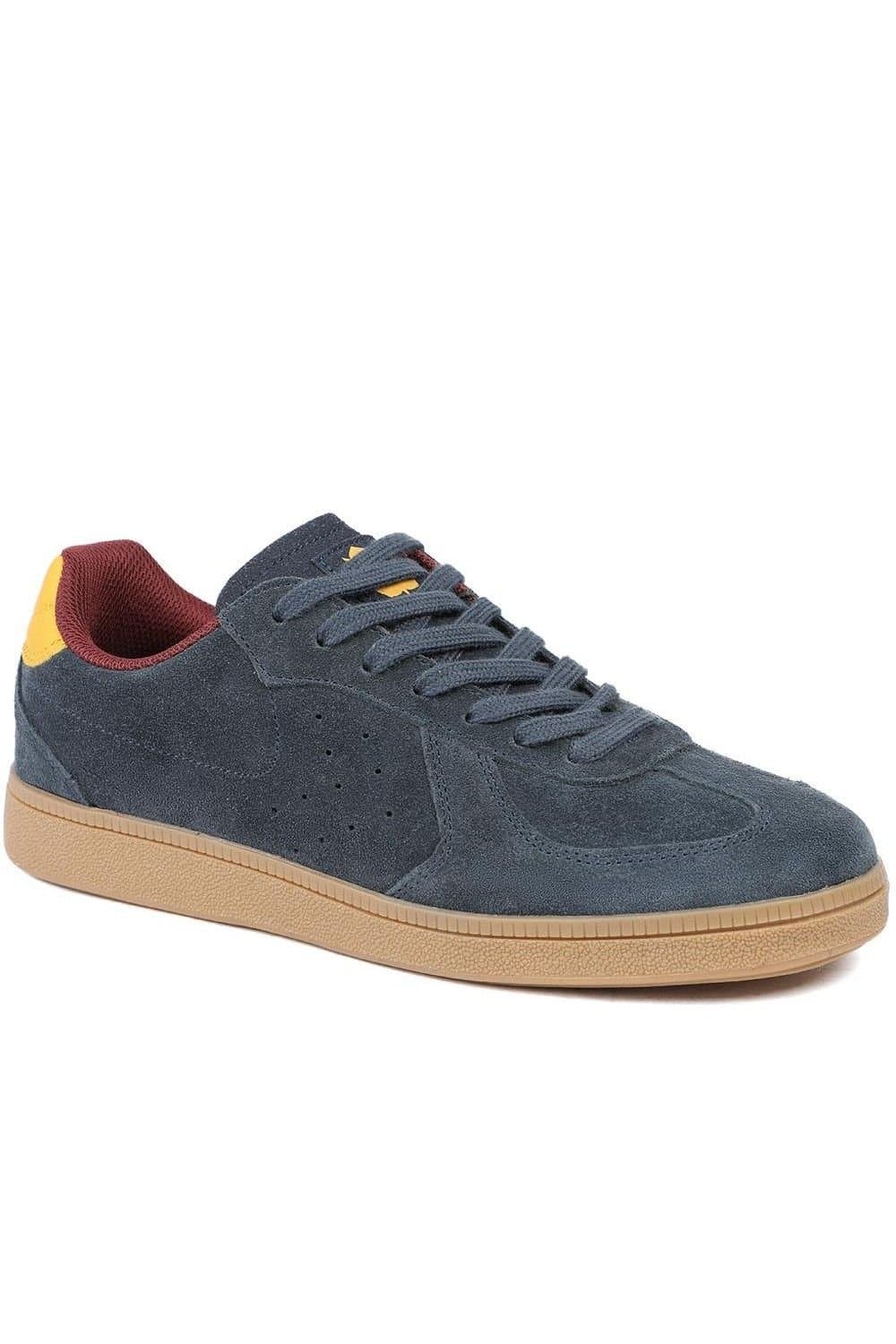 Pavers Pavers Men's Leather Suede Lace Up Trainers in Navy