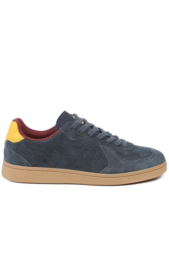 Pavers Pavers Men's Leather Suede Lace Up Trainers in Navy - 2