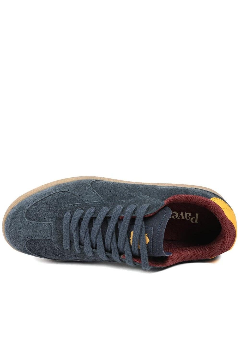 Pavers Pavers Men's Leather Suede Lace Up Trainers in Navy - 4