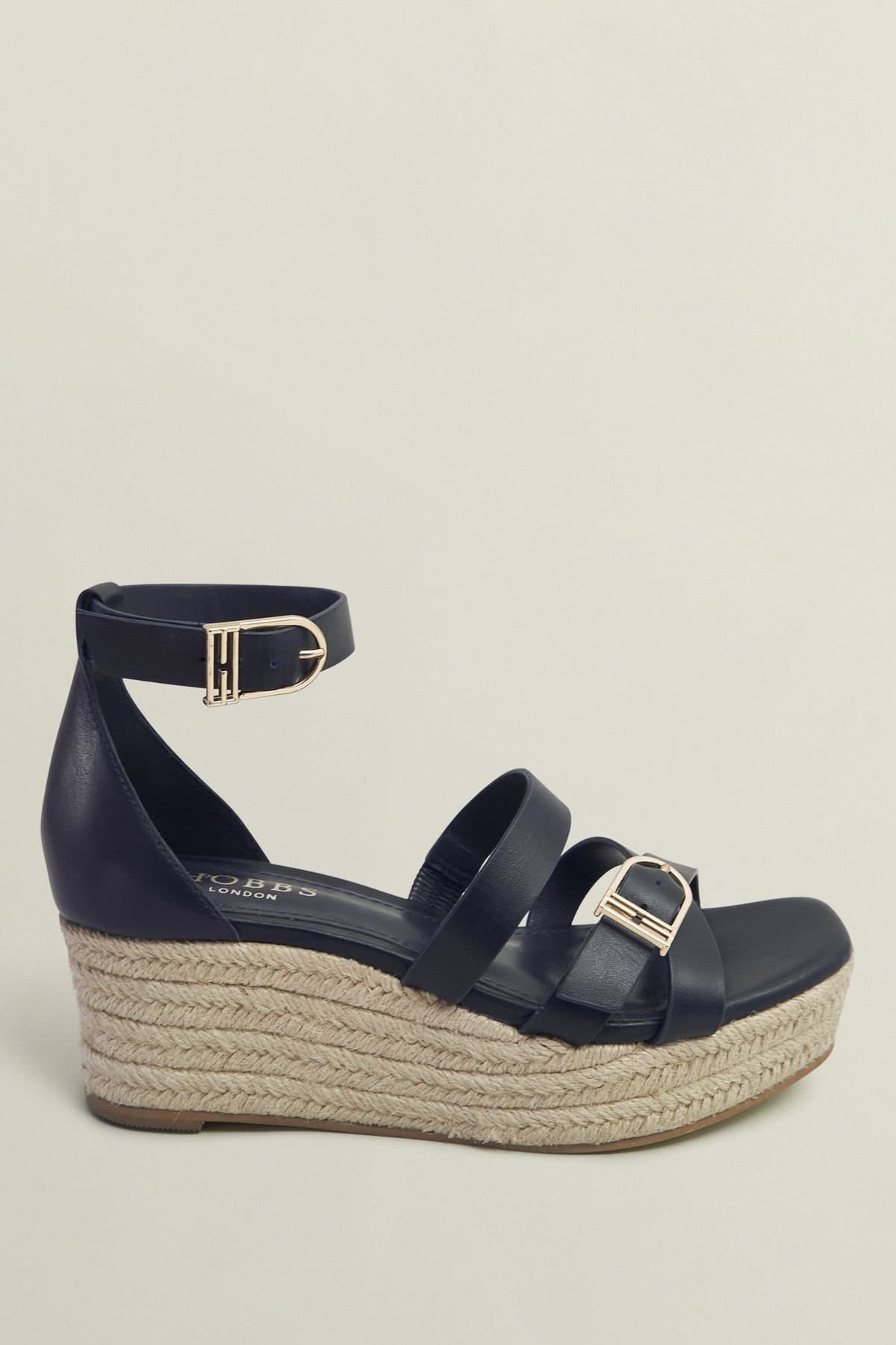 Hobbs London Hobbs London Women's Wedge Ankle Strap Sandal In Dark Navy