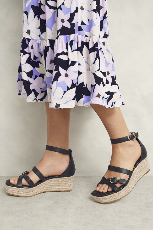 Hobbs London Hobbs London Women's Wedge Ankle Strap Sandal in Dark Navy - 3
