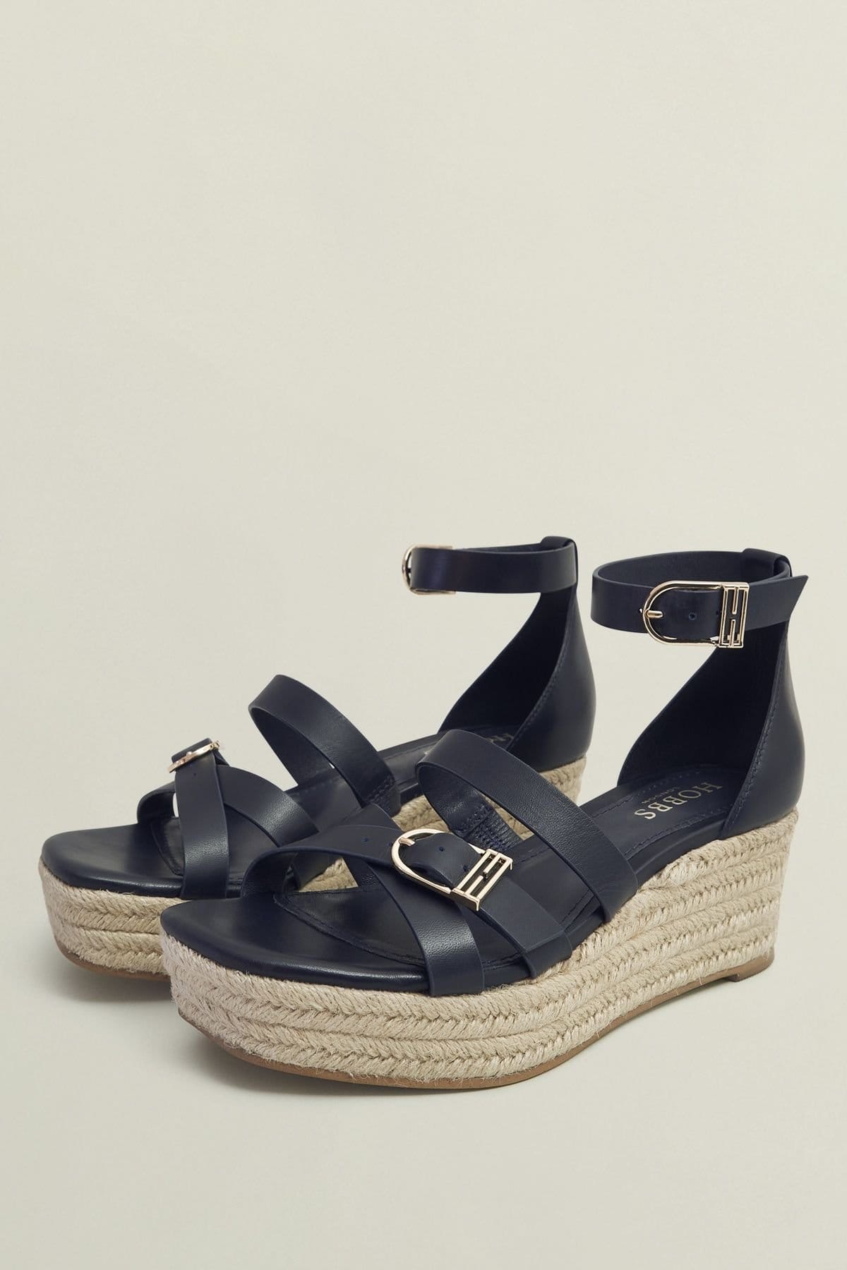 Hobbs London Hobbs London Women's Wedge Ankle Strap Sandal in Dark Navy - 4