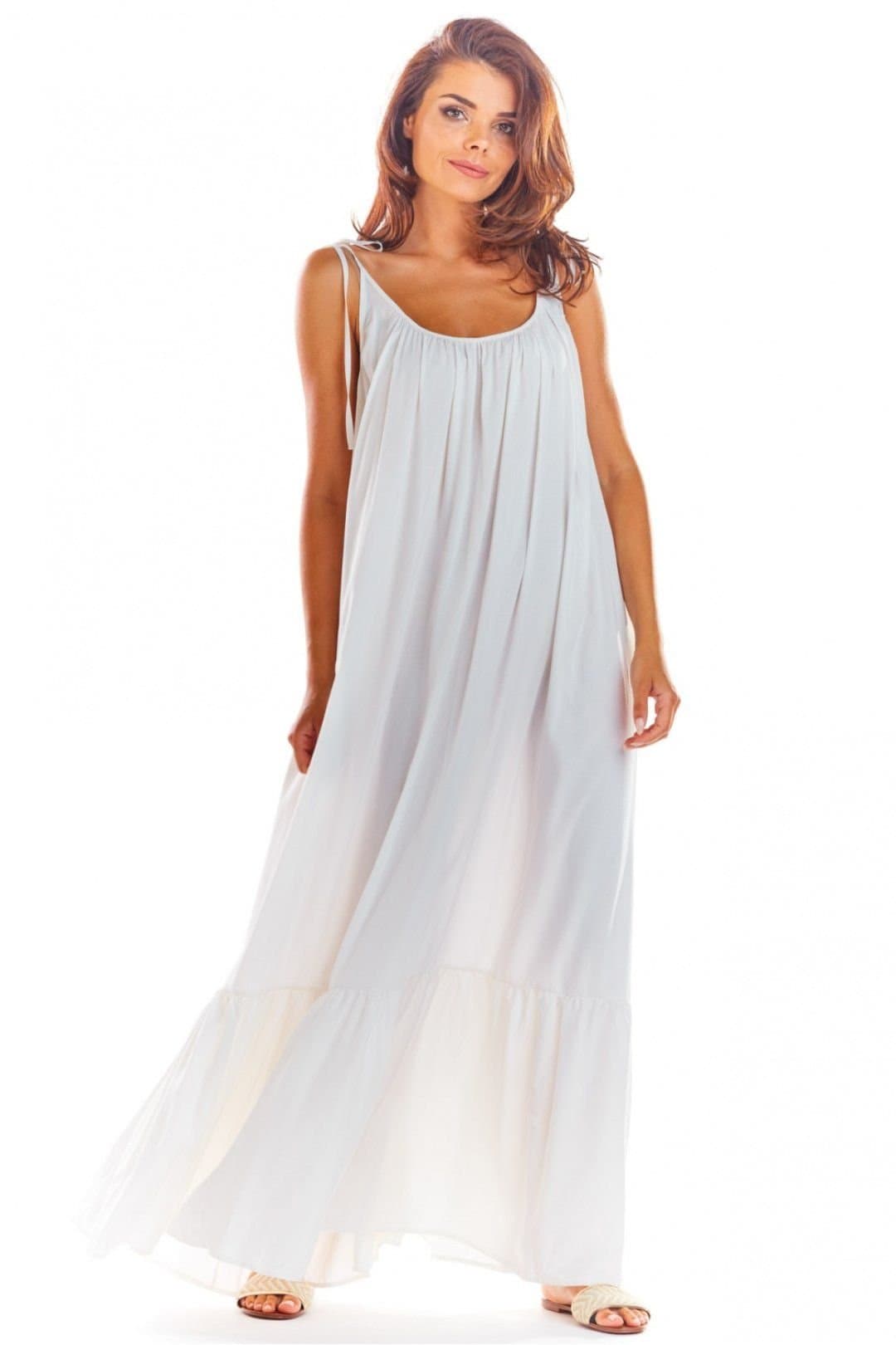 Love Lace Love Lace Women's Airy Viscose Summer Oversized Flounce Dress in White