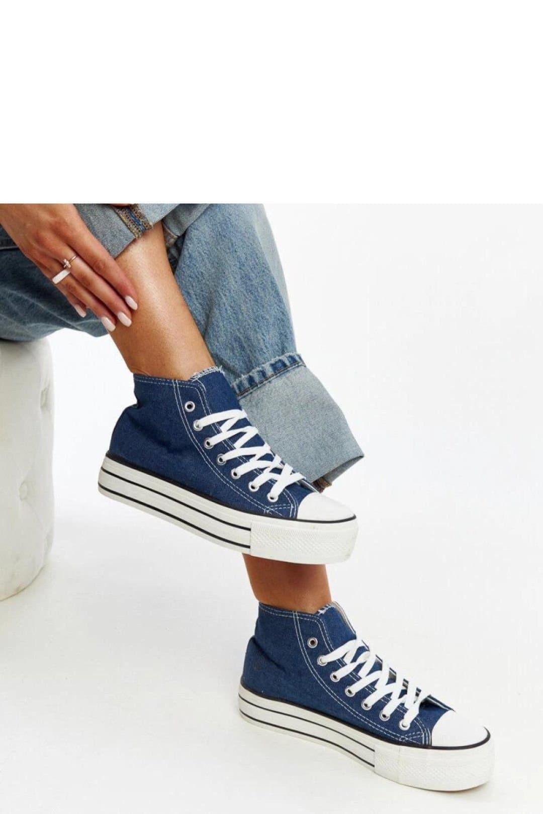 Love Lace Love Lace Women's Denim High Top Sneakers with Thick Rubber Sole for Style in Blue