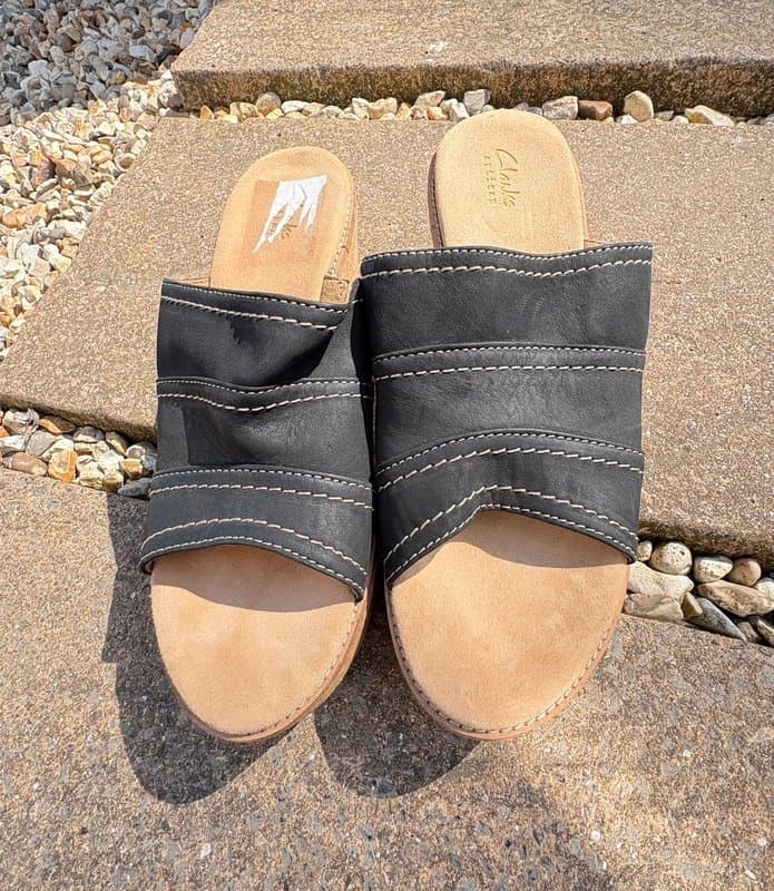 Clarks Clarks Black Suede Wedge Sandals/Mules Size 7