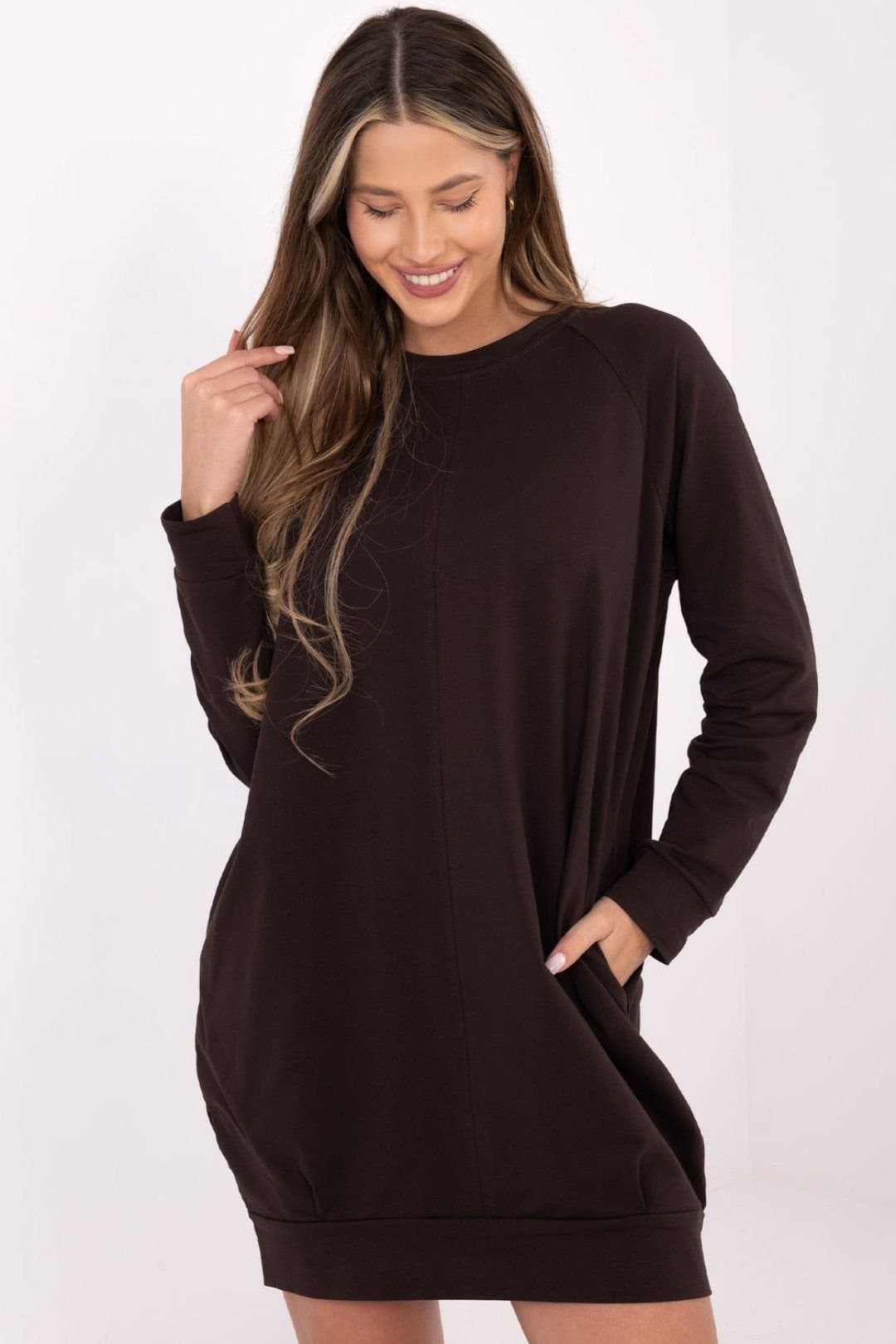 Love Lace Love Lace Women's Cotton Elastane Casual Knee Length Dress Style 223212 in Brown
