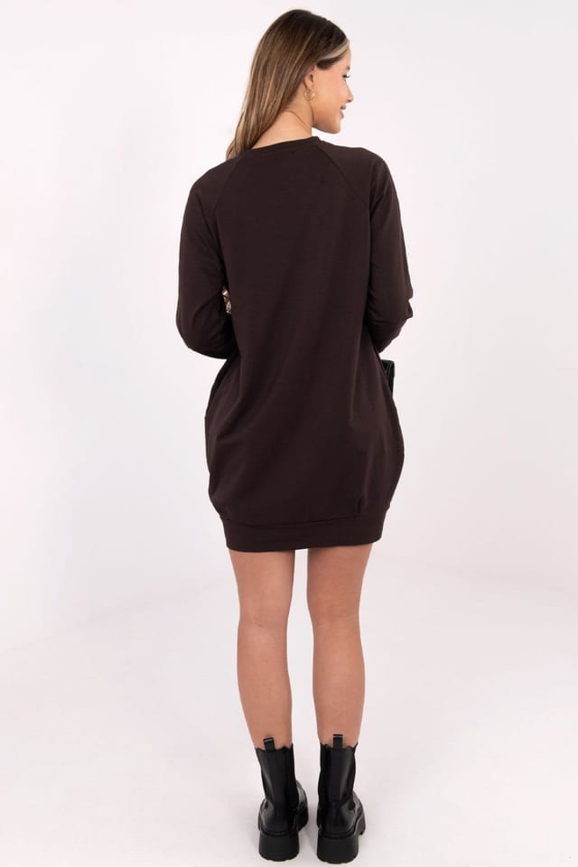 Love Lace Love Lace Women's Cotton Elastane Casual Knee Length Dress Style 223212 in Brown - 3