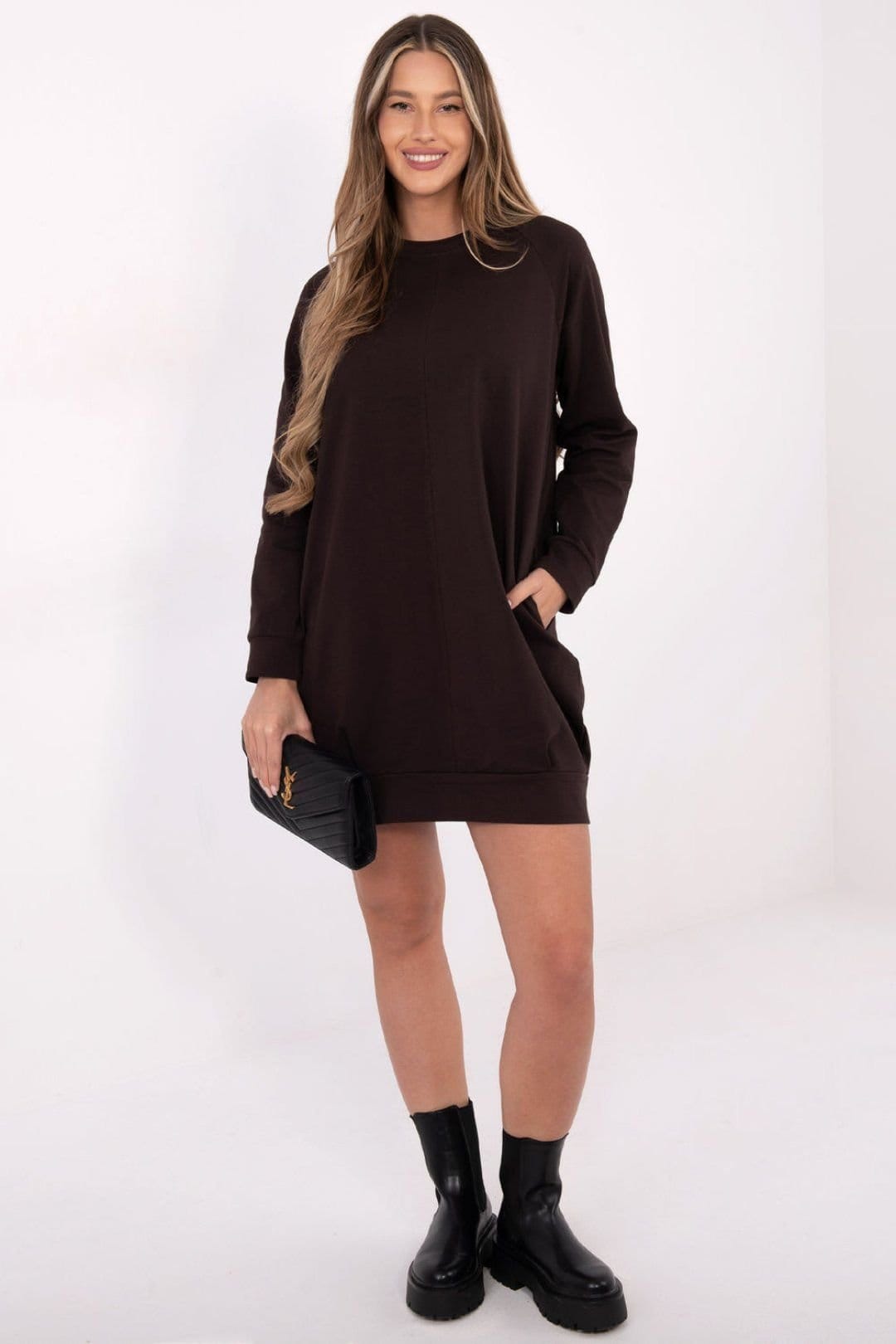 Love Lace Love Lace Women's Cotton Elastane Casual Knee Length Dress Style 223212 in Brown - 4