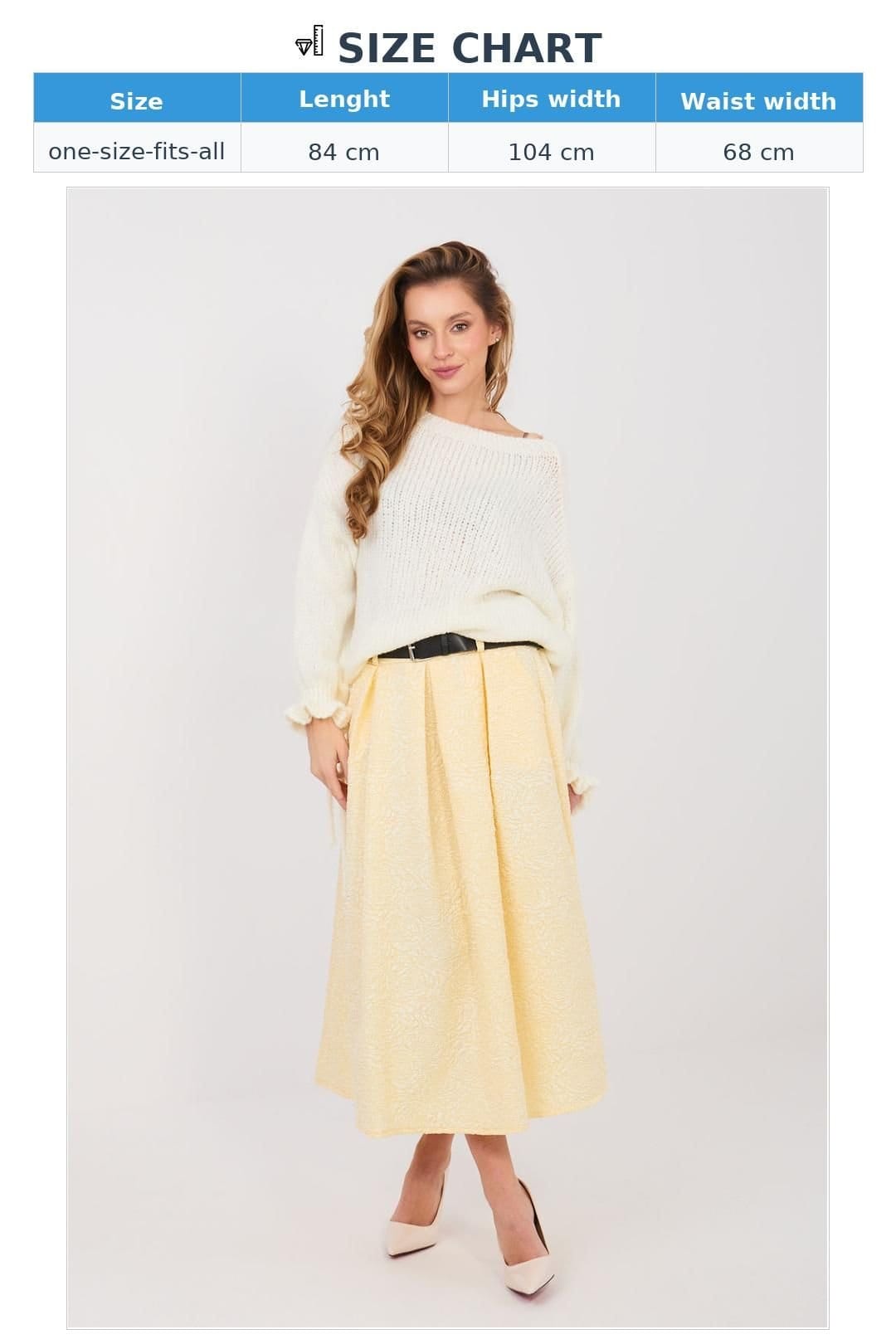 Love Lace Love Lace Women's Front Pleated Flared Midi Skirt with Pockets in Yellow - 4
