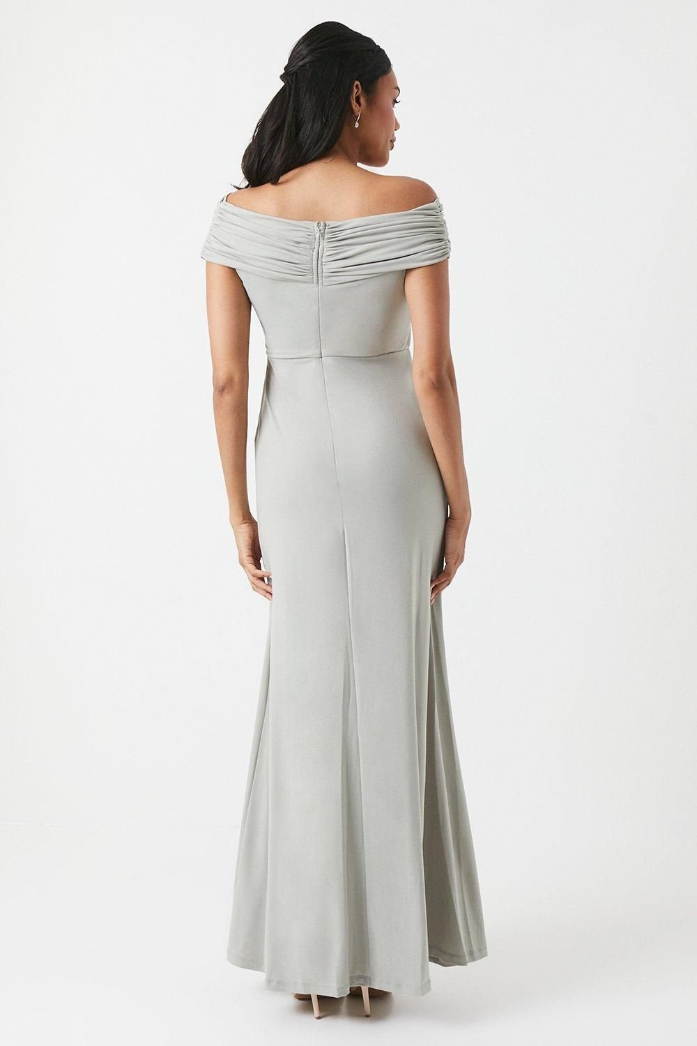 Coast Coast Women's Bardot Ruched Jersey Bridesmaid Dress in Sage - 3