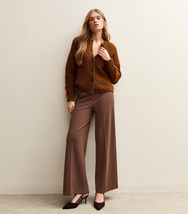 New Look Women's Brown Jersey Wide Leg Trousers New Look - 3