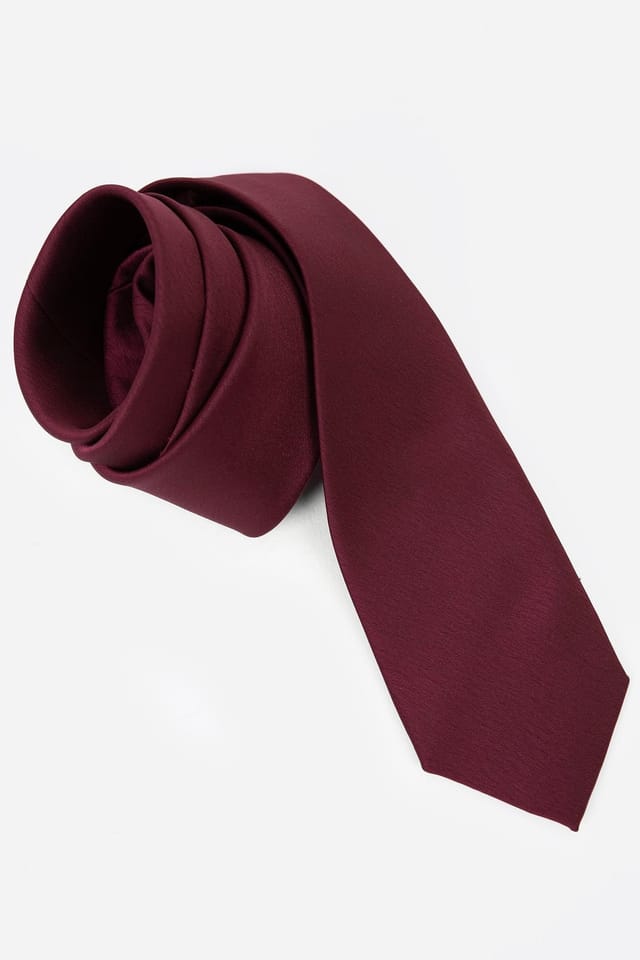 Maya Deluxe Maya Deluxe Men's Satin Tie Pocket Square Set in Burgundy - 2