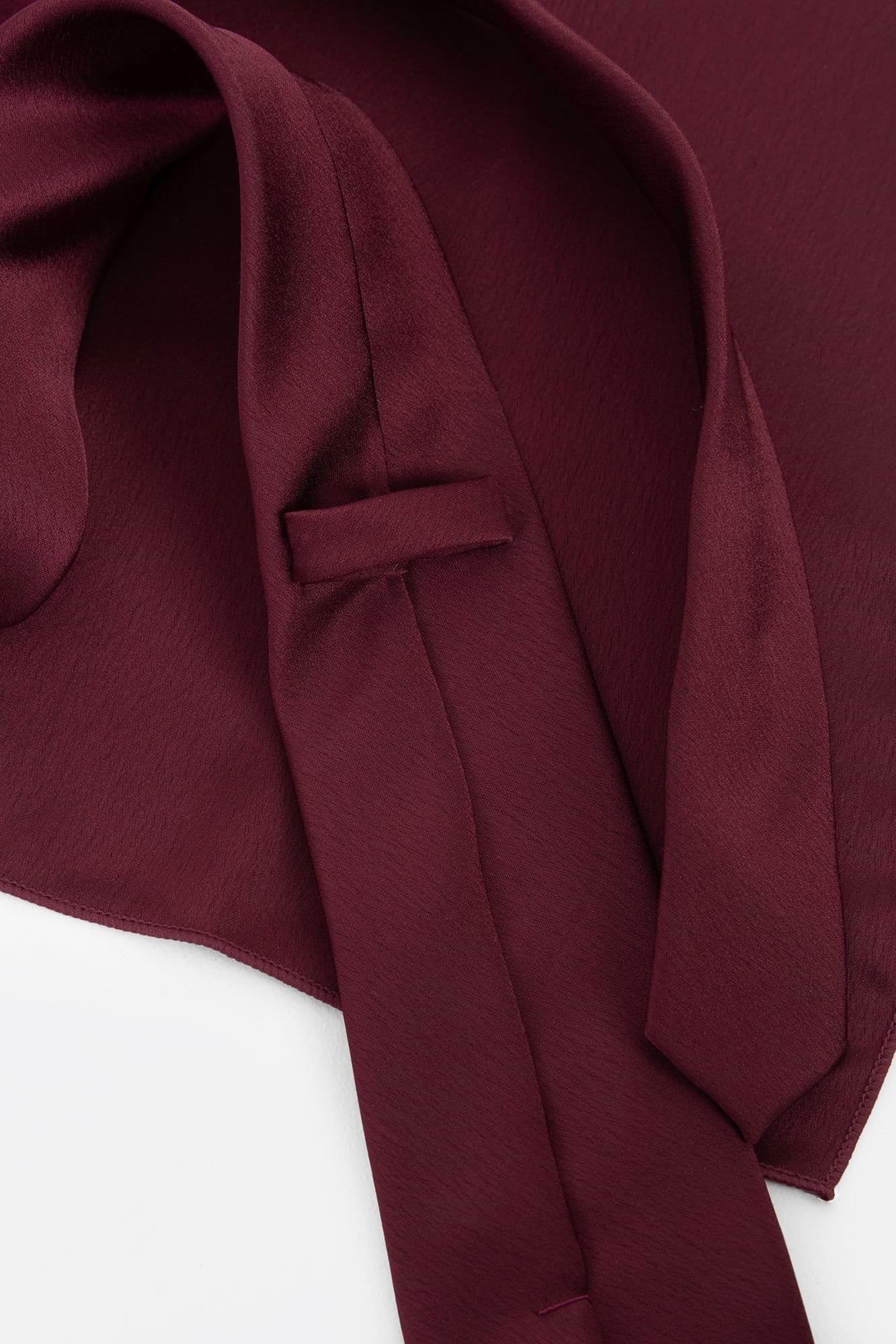 Maya Deluxe Maya Deluxe Men's Satin Tie Pocket Square Set in Burgundy - 4