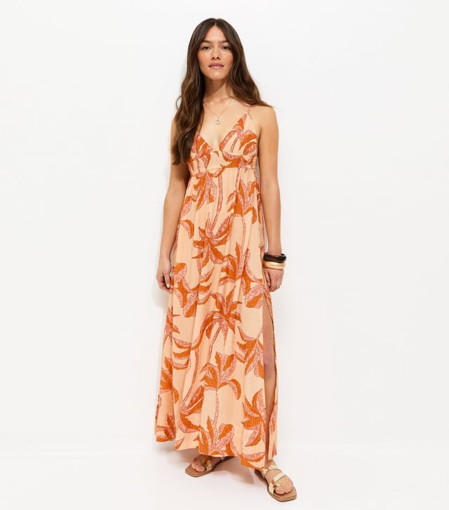 New Look Women's Petite Orange Palm Tree Print Maxi Beach Dress New Look - 3