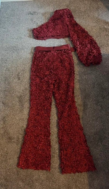 ASOS ASOS Luxe wine coloured 3D lace co-ord