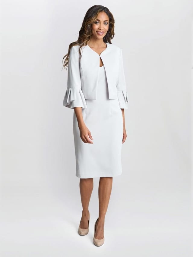 Gina Bacconi Gina Bacconi Women's Gigi Moss Crepe Bolero in Silver - 3