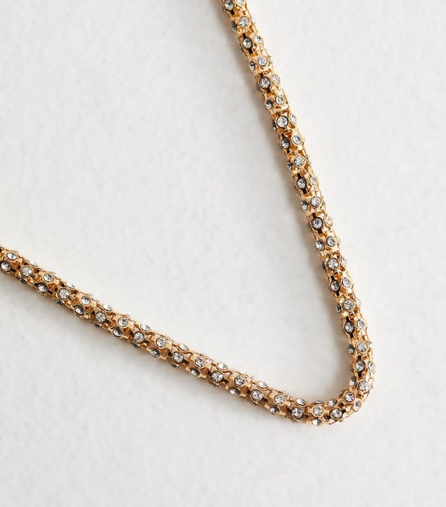 New Look Gold Tone Chunky Rope Chain Diamante Embellished Necklace New Look - 3