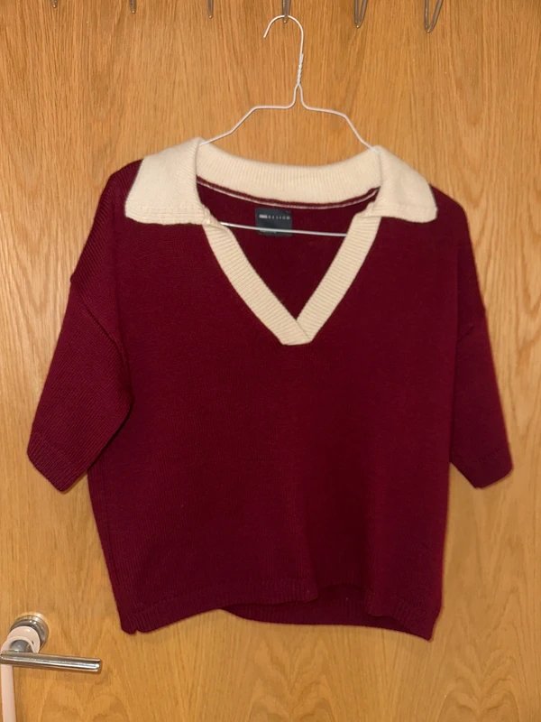 ASOS ASOS Design Burgundy Knit Polo Top – Short Sleeve - 1