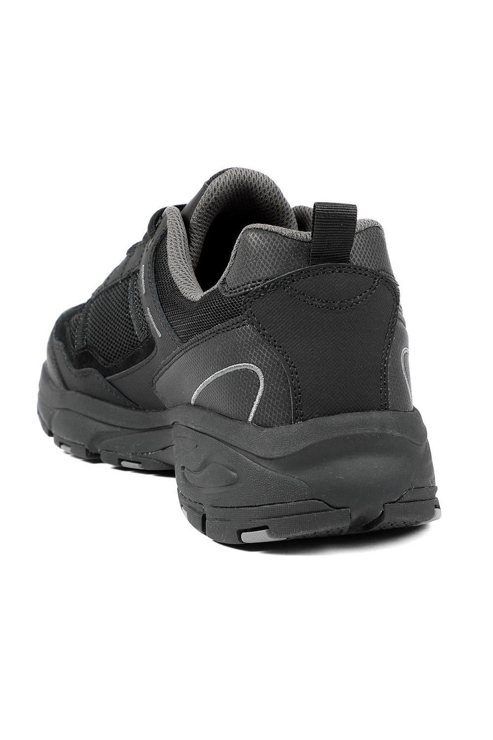 Pavers Pavers Men's Extra Wide Leather Memory Foam Lace Up Trainers in Black - 3