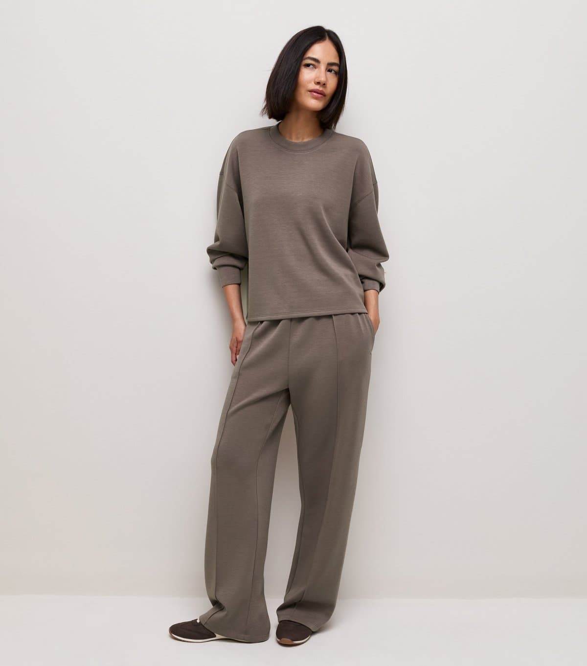 New Look Women's Premium Stone Front Seam Wide Leg Joggers New Look