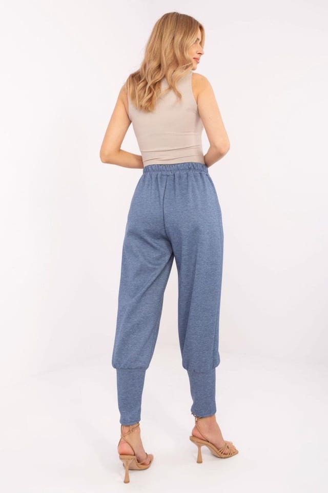 Love Lace Love Lace Women's High Waist Soft Rib Cuff Sweatpants in Blue - 2