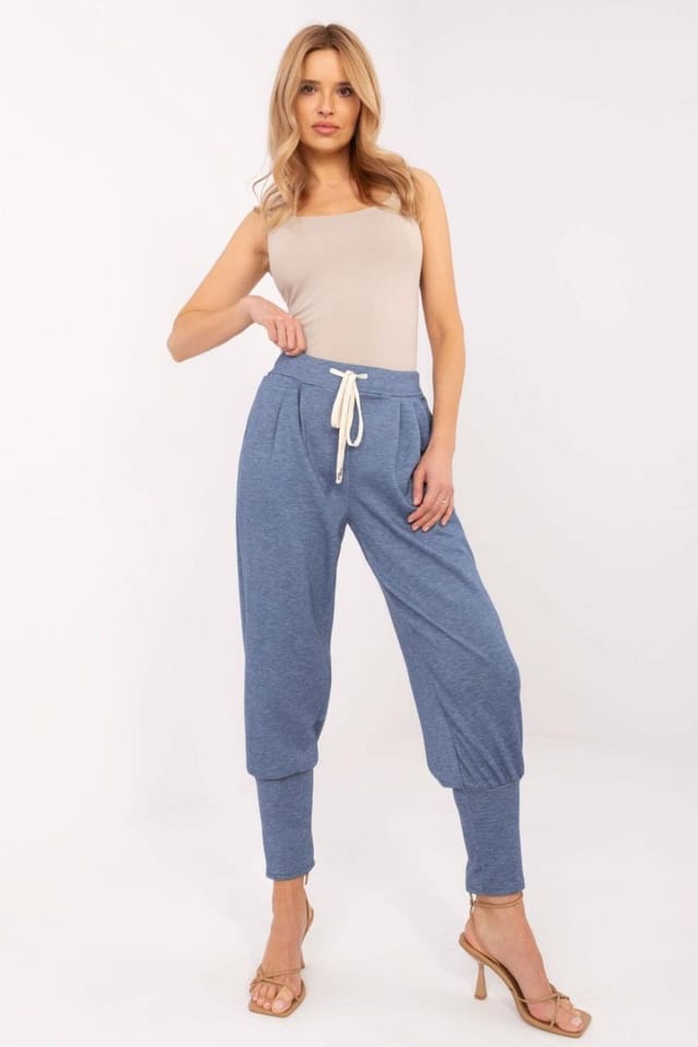 Love Lace Love Lace Women's High Waist Soft Rib Cuff Sweatpants in Blue - 3