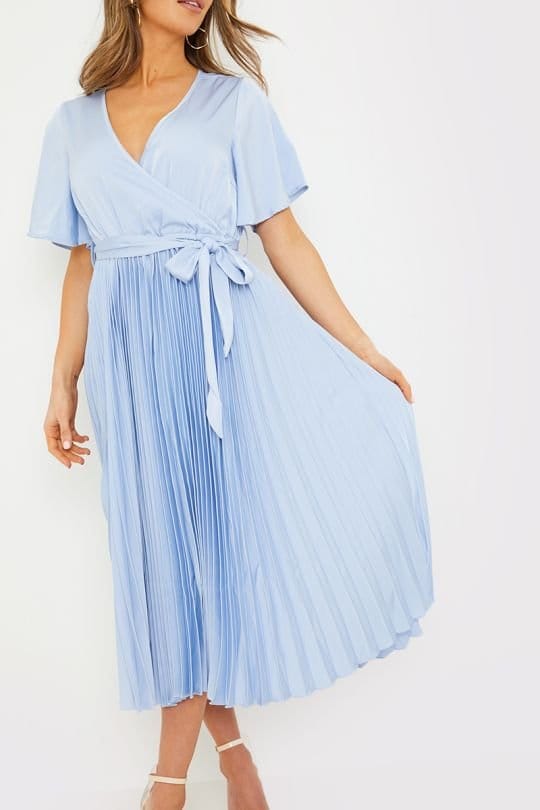 In The Style In The Style Women's Pleated Wrap Midi Dress in Blue - 2