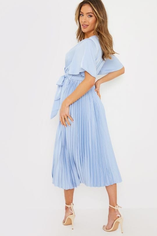In The Style In The Style Women's Pleated Wrap Midi Dress in Blue - 3