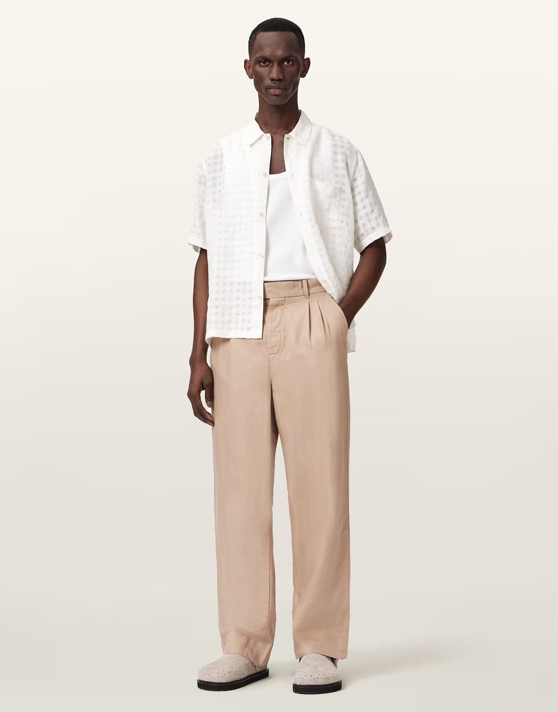 ASOS ASOS AllSaints Roland Tailored Trousers in Beige
