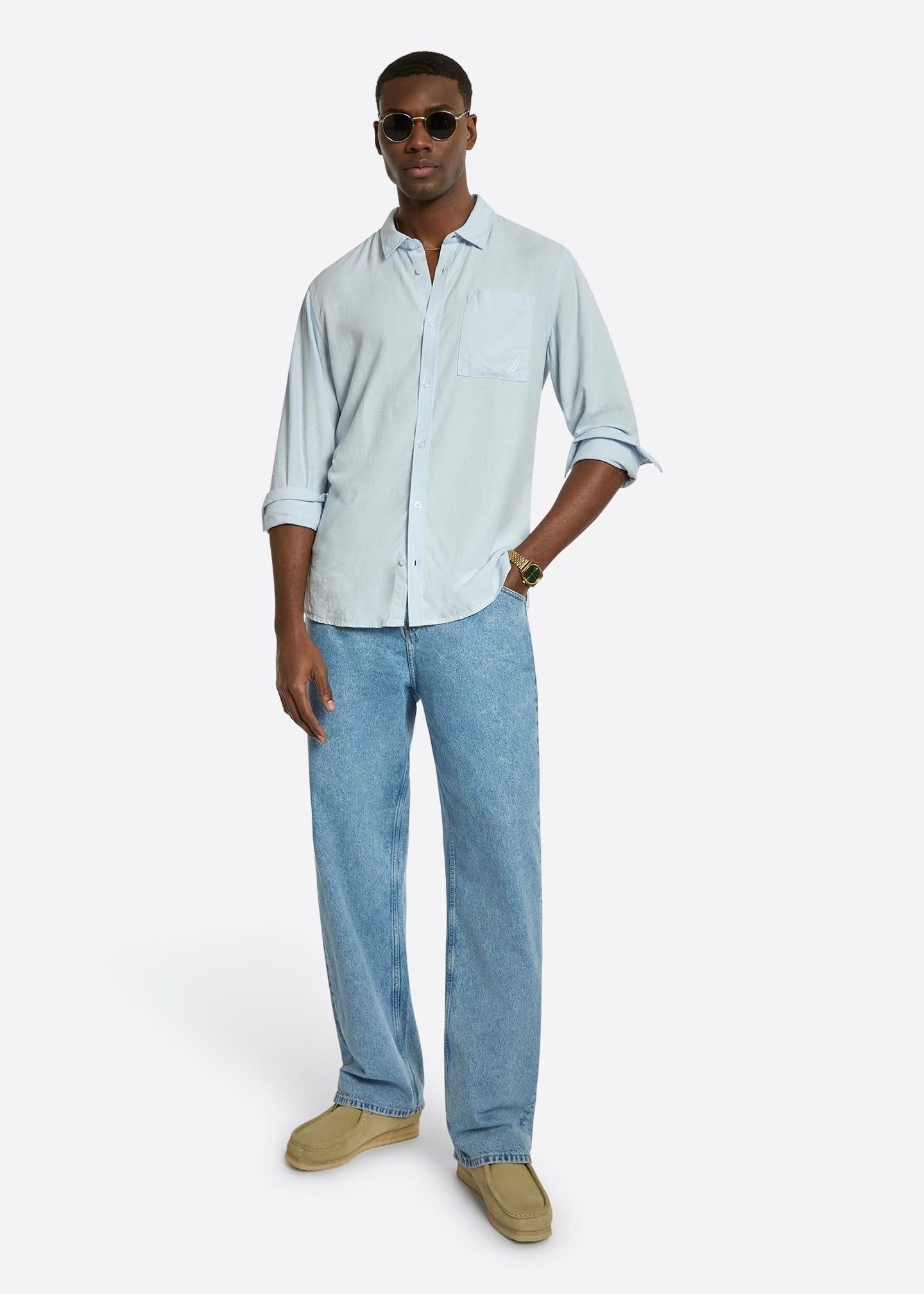 Nautica Nautica Men's Barias Ls Shirt in Pale Blue - 4