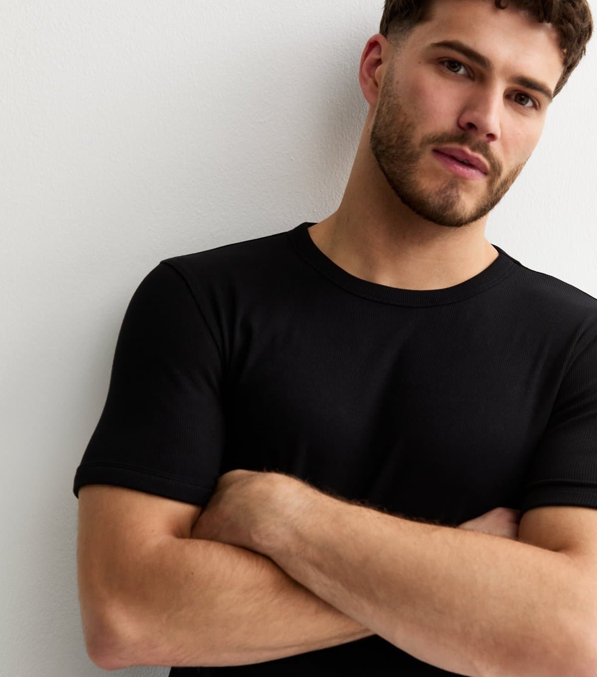 New Look Men's Black Muscle Fit Rib T-Shirt New Look