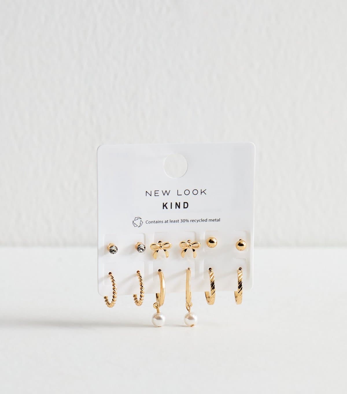 New Look Gold Tone Pack of 6 Assorted Stud and Hoop Earrings New Look