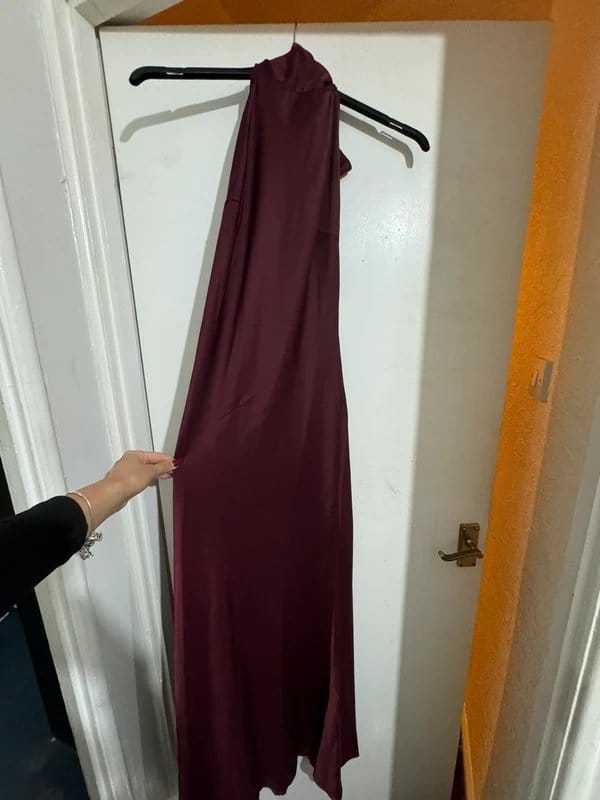 ASOS Burgundy Satin Halter Neck Maxi Dress