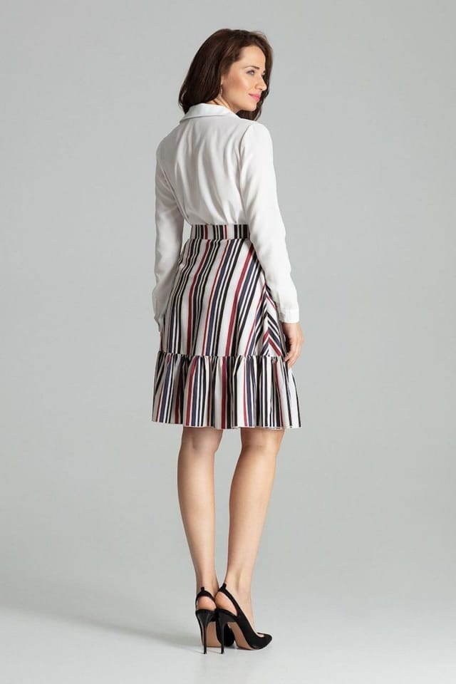 Love Lace Love Lace Women's Striped Flared Skirt With Frill Hem Side Zip - 2