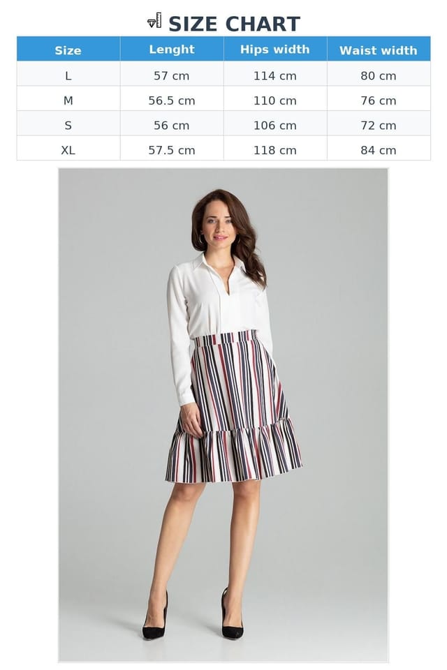 Love Lace Love Lace Women's Striped Flared Skirt With Frill Hem Side Zip - 3