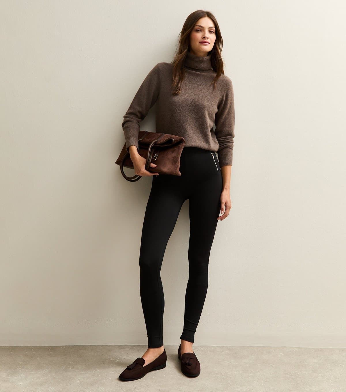 New Look New Look Black Ponte Zip Pocket Leggings