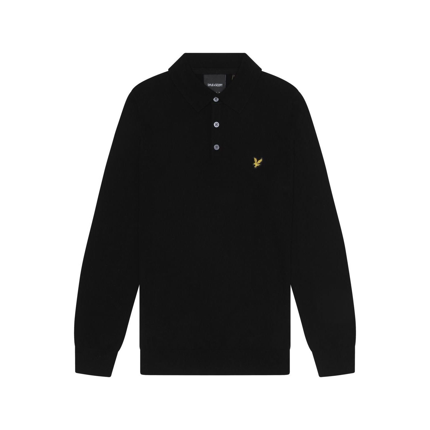 Lyle & Scott Lyle & Scott Men's Knitted Cotton Merino Long-Sleeved Polo Shirt in Black - 3