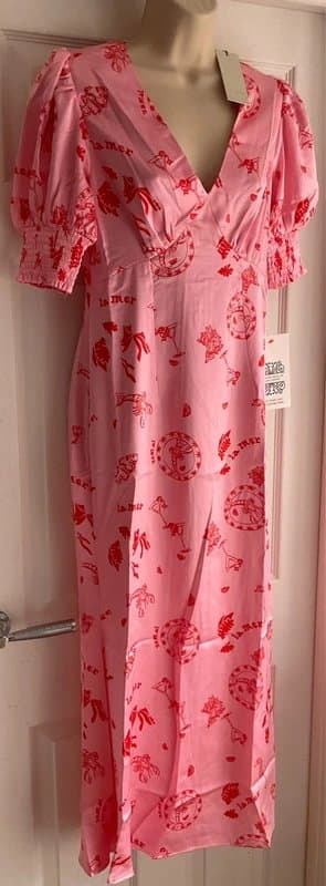 Never Fully Dressed Never Fully Dressed Satin Pink La Mer Midaxi Occasion Dress RRP £99 Size 26