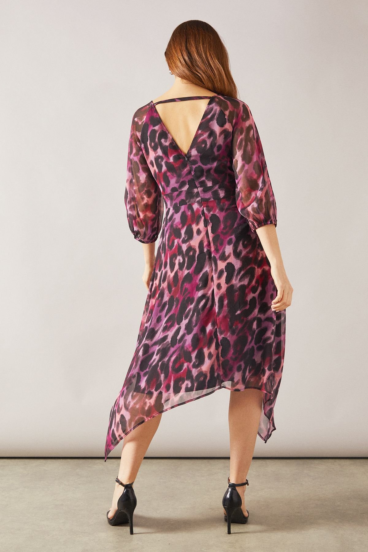 Wallis Wallis Women's Animal Print Wrap High-Low Midi Dress in Pink - 4