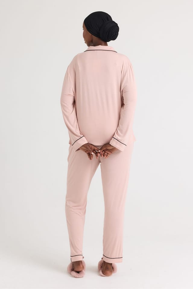 Pretty You London Pretty You London Women's Bamboo Long Pyjama Set in Pink - 3